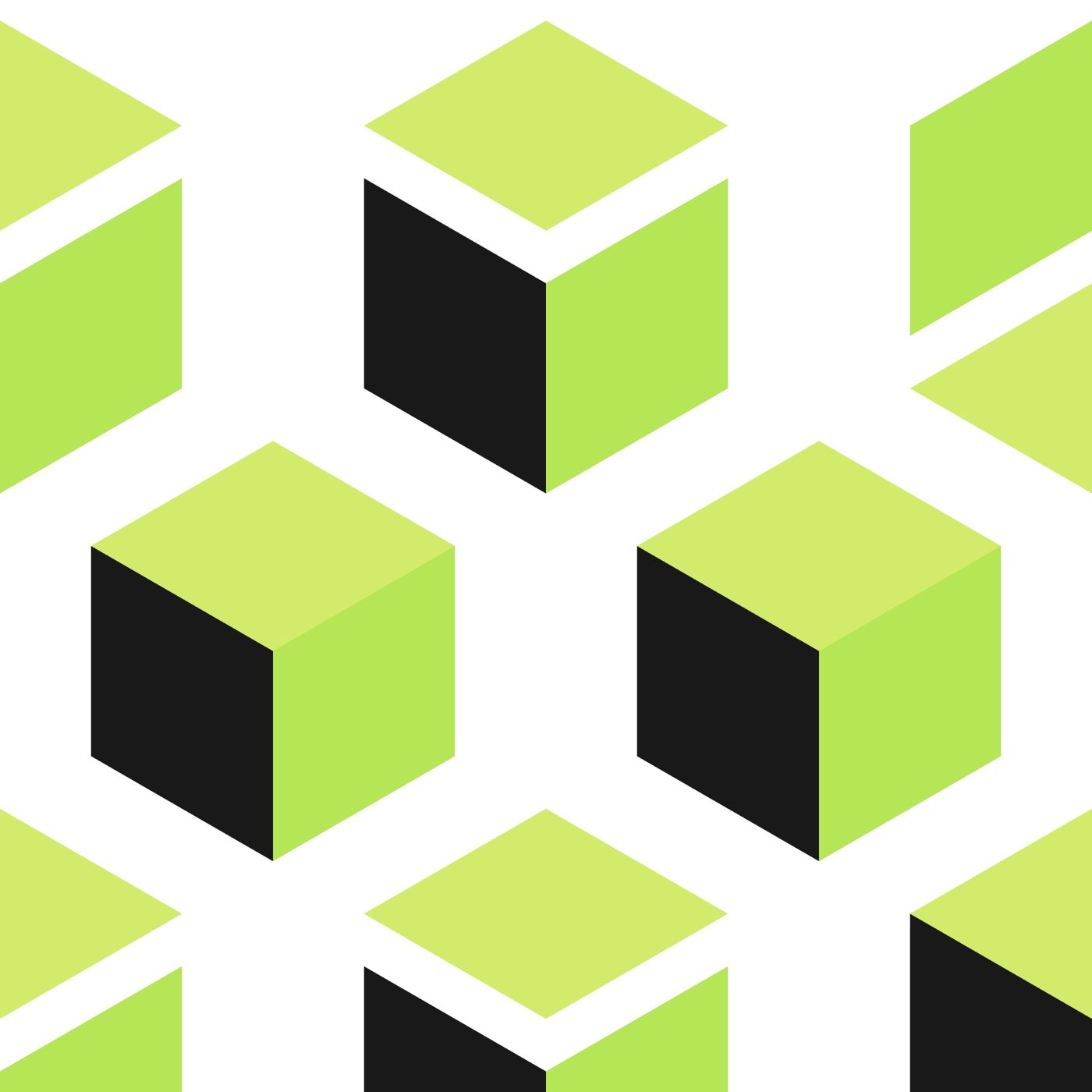 Cap wallcovering pattern of green and black cubes