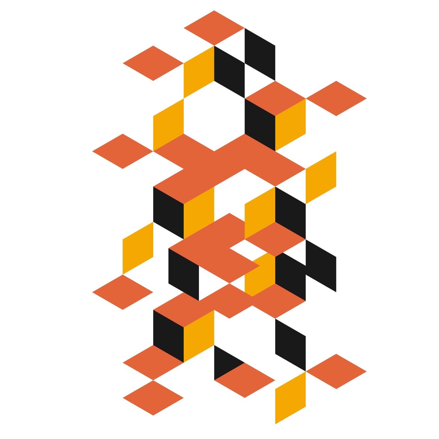 Multiple wallcovering pattern in orange, yellow and black